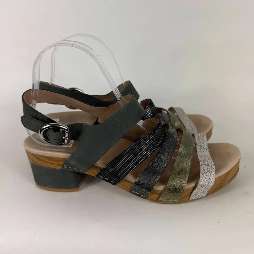 Dansko Maribeth Sandal Women's 9.5 Multicolor Leather Hook & Loop Open Toe
